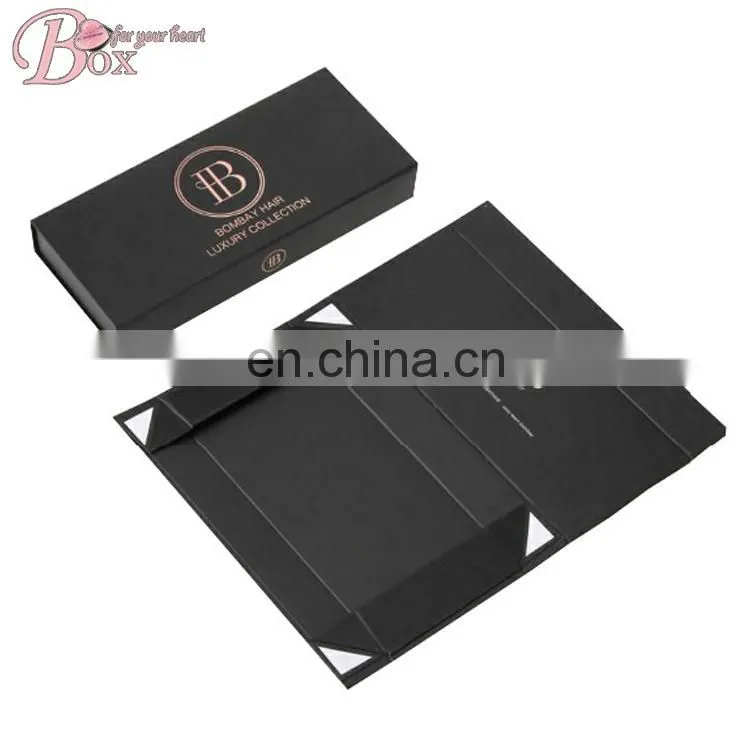 Custom Printed Magnetic Foldable Black Gift Box