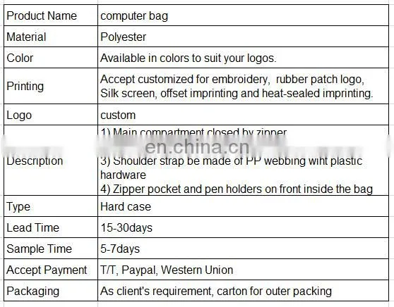 Alibaba multiple shoulder strap laptop bag/ polyester computer bag