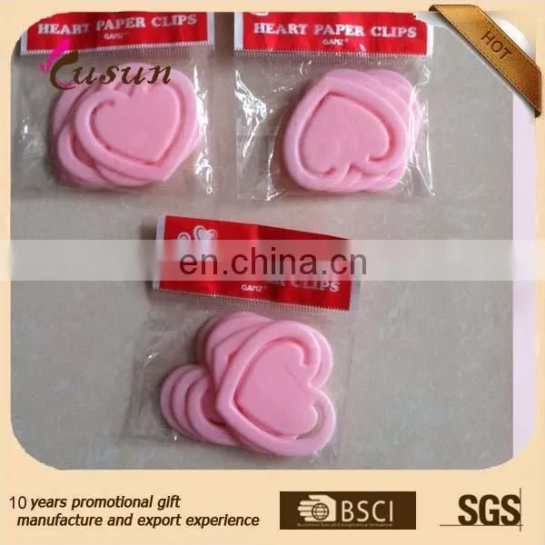 BSCI Promotional High quality customized plastic heart bookmark paper clip for kids
