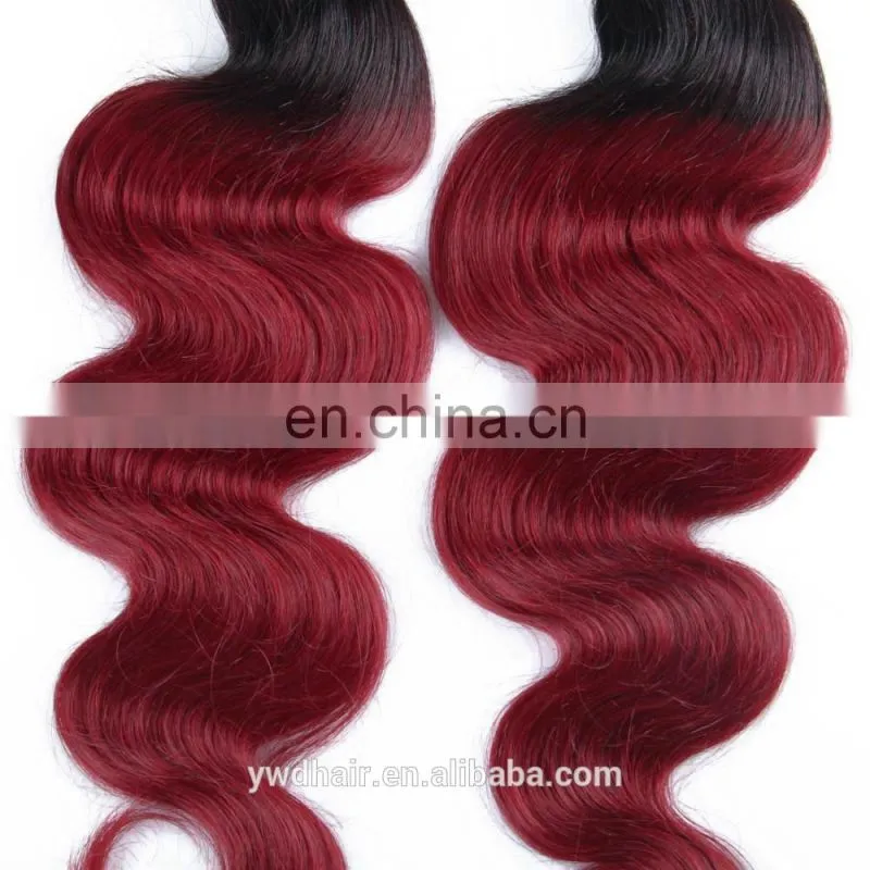 Ombre Brazilian Virgin Human Hair T1B/ 99J Color Ombre Hair Extensions Body Wave 3PCs 100% Human Hair