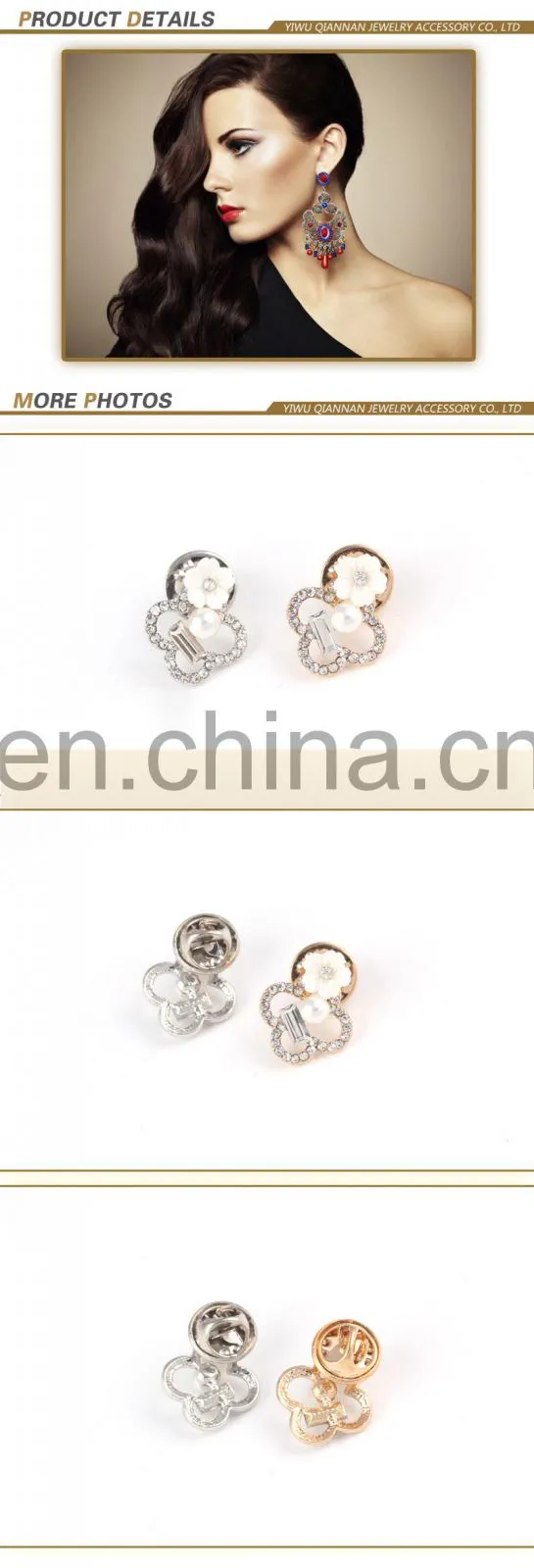 Rhinestone button cheap handmade sewing buttons decorative silver brooch clasp