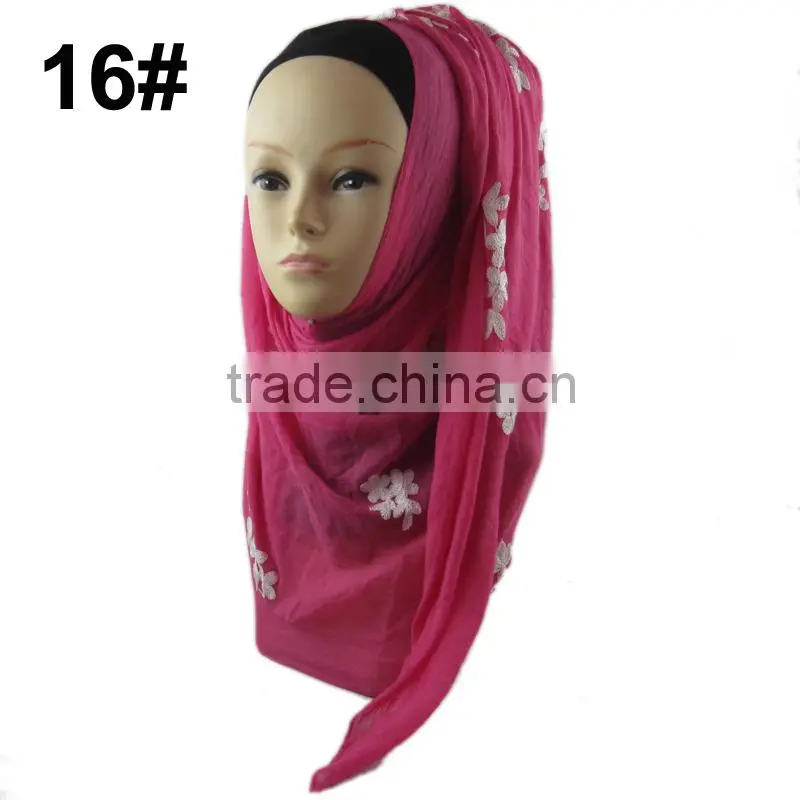 Fashion viscose 180*70cm embroid muslim LONG scarf islamic HEADSCARF