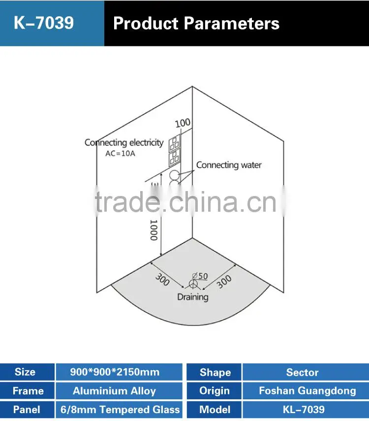 High Quality Acrylic Wet Steam Room Hinge Door Shower Room K-7039
