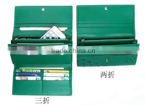 High Quality Customized Logo Genuine Real Ostrich leather Clutch Wallet for Women