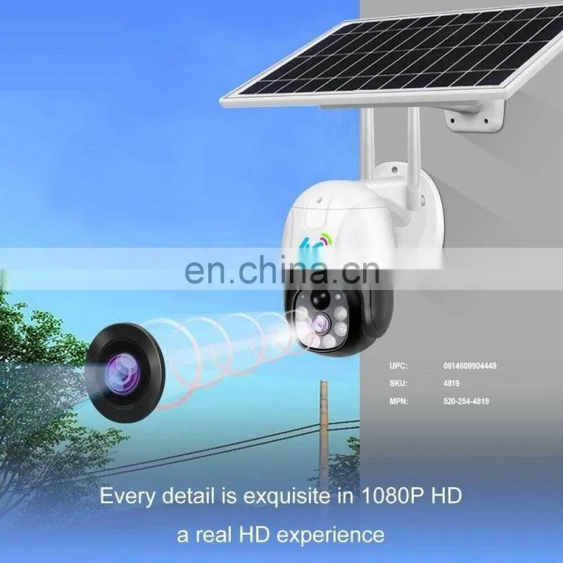 360 Wireless Surveillance PTZ IP Camera Solar Powered CCTV Security Cameras 4G Outdoor Solar Power Wifi Battery Camera V380