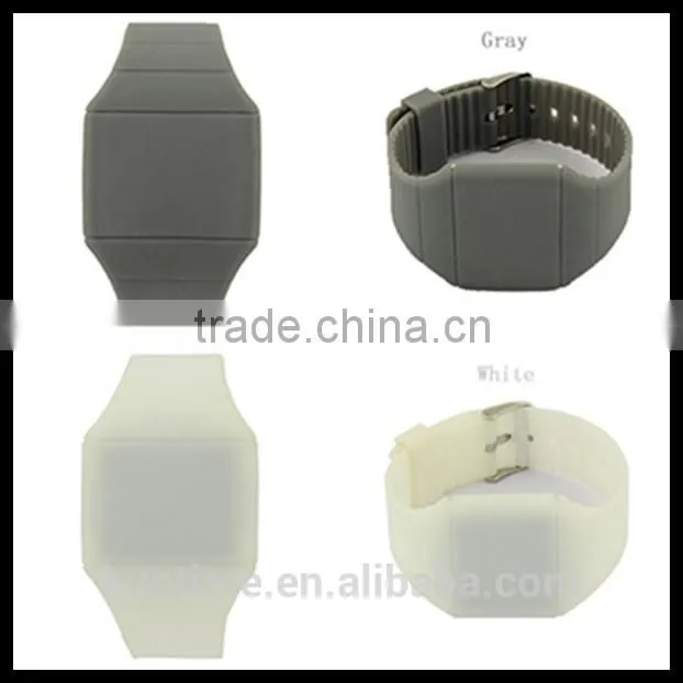 Silicone led light watch with touch screen no trace of button