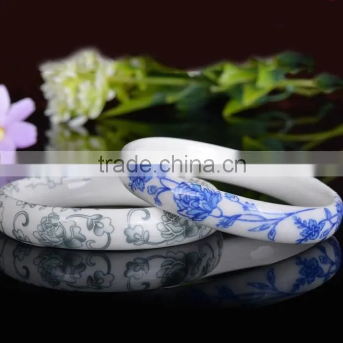 blue and white porcelain bangle glazed Ceramic clay bracelet