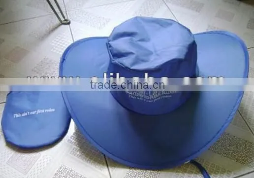Foldable Promotional Cowboy Hat in 190T nylon, hats with print logo