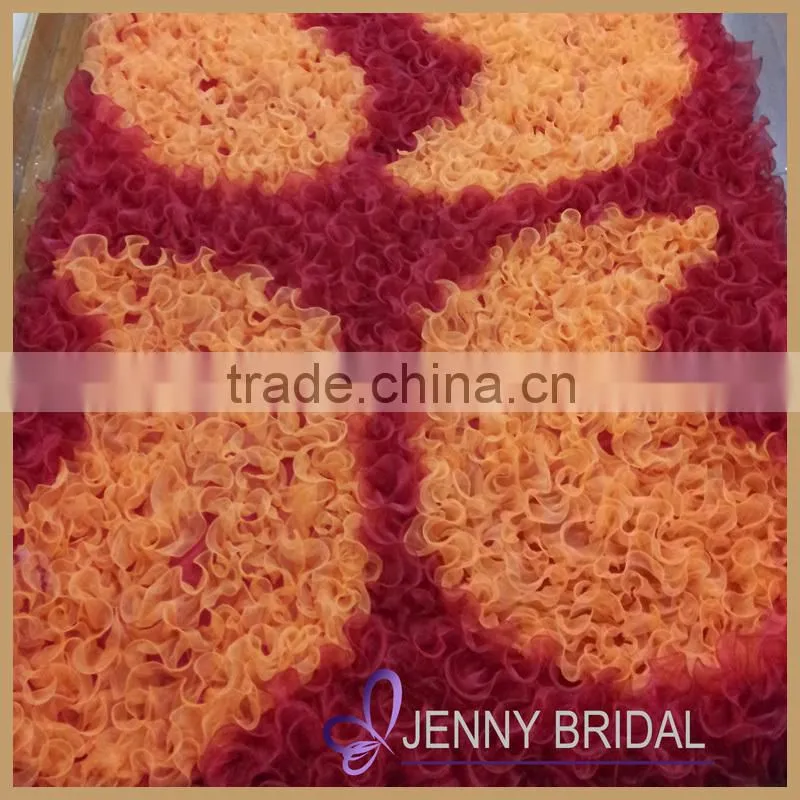 TC079A custom made wedding decorations red ruffled organza fancy tablecloths, table runners wedding