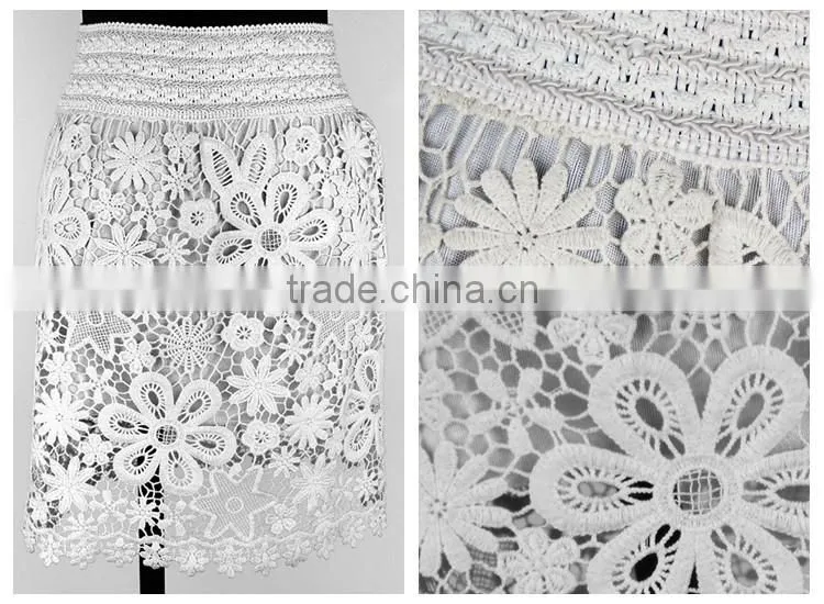 OEM/ODM manufacturer crochet white mesh embroidery french lace adult women skirts