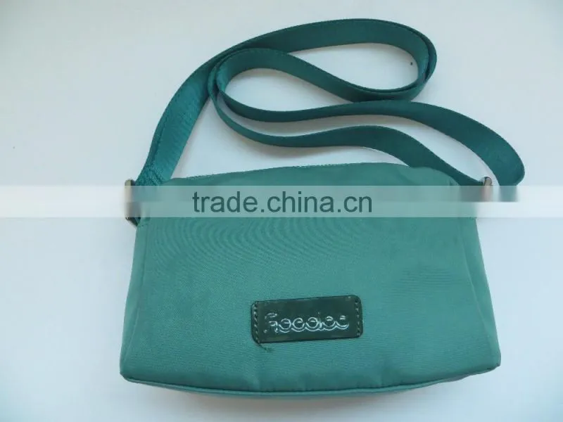 plain style waterproof nylon material green shoulder bags ladies 2016