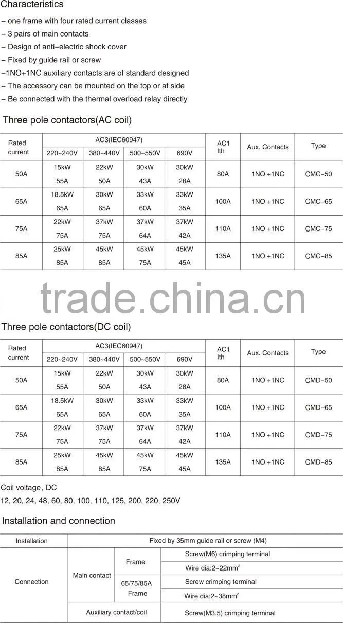 Industrial Controls,CMC Series Contactor-50-85