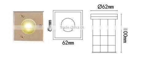 Square/round 1W LED Underground light Square IP67 dimension 58*95 led ground light led step light