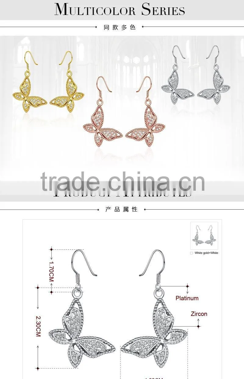 2015 Latest buttery indian gold plated fashion earring designs for young girls