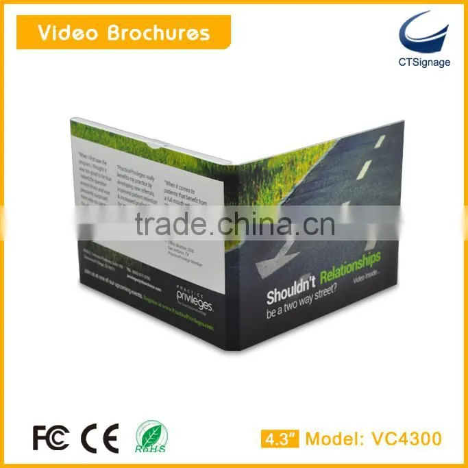 4.3 inch lcd video brochure with customized design for promotion/advertiisng/gift/education