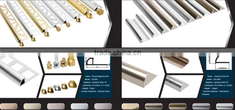 2016 hot sale flexible chrome round aluminum ceramic edge tile trim