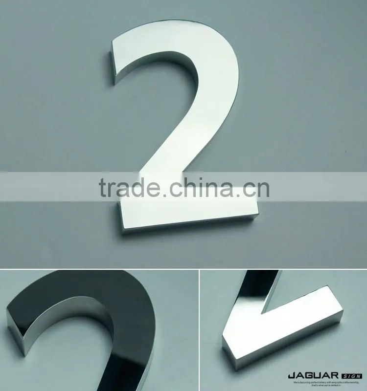 Factory sell outdoor custom waterproof brushed stainless steel 3d house number