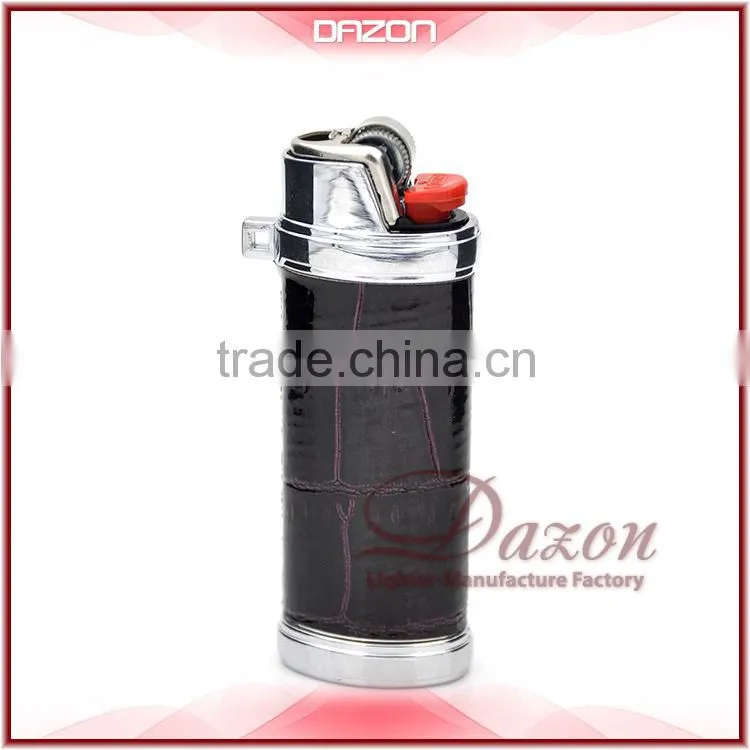 Metal Leather Lighter Case For BIC Custom