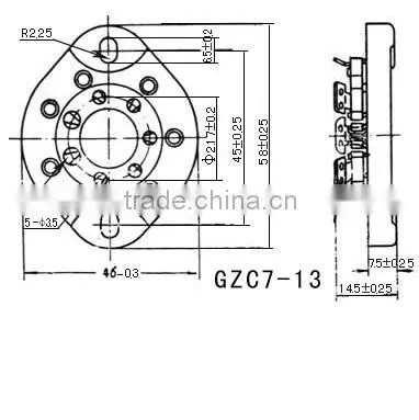 high temperature resistance glazed ceramic GZC7-1 7 pins ceramic tube base for vacuum tube socket