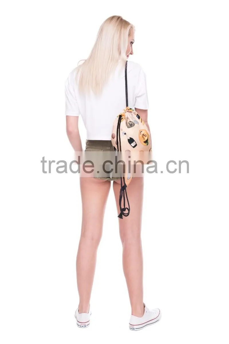 High Quality 3D Printed Emoji Dollars Promotional Drawstring Bag