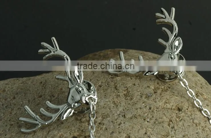 Antler Sweater chain clips Cardigan clips collar clips Gold sweater guard brooch