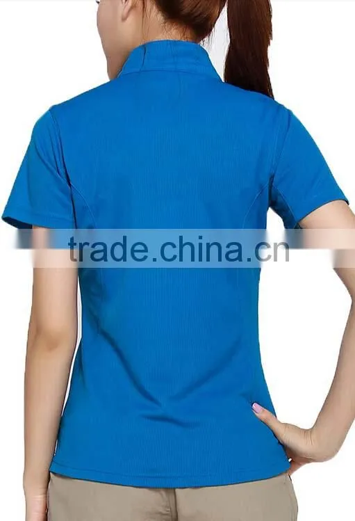 fashion design ladies custom dry fit stand collar sport t shirt