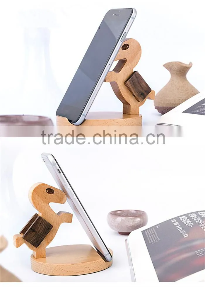 Mobile Phone Wood Stand Holder For iPhone Cute Horse Unique