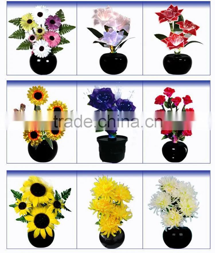 Party supplies color changing optical fiber christmas flower with led