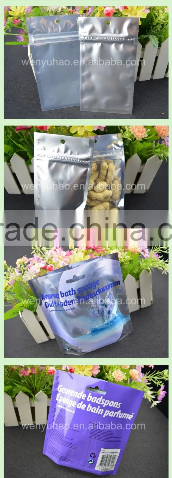 3 layers lamination aluminum high quality printing bag with custom style / aluminum foil packing bag with clear window