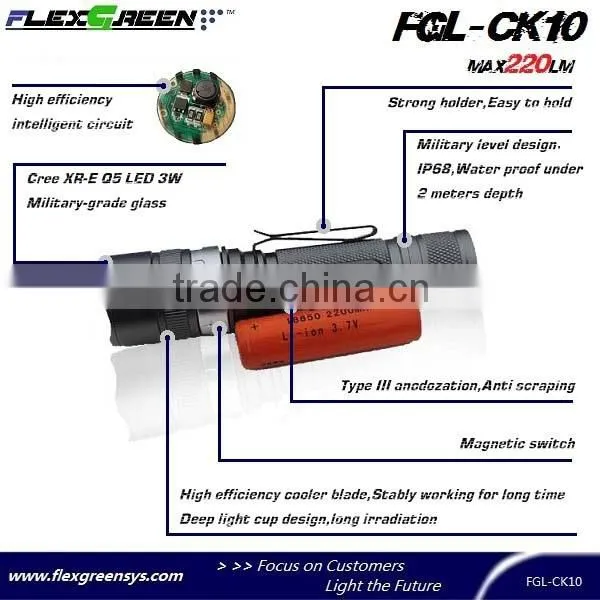 18650 battery CreeQ5 LED tactical waterproof torch