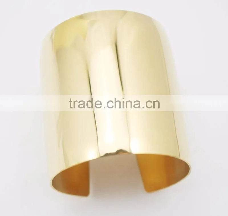 Simple Design Stainless Steel Blank Ultra Wide Gold Bangle Bracelets Cuff