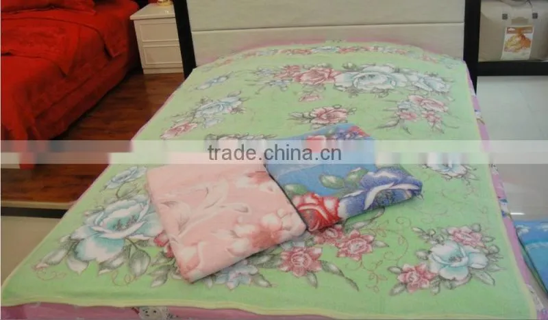 latest cotton polyester two sided reversible towel blanket