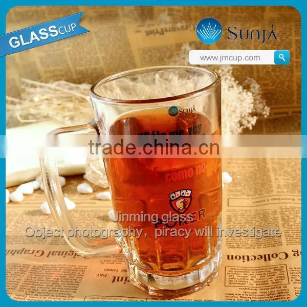 Clear Glass Beer Mug Auto-Machine Made Beer Mug Handle Drinking