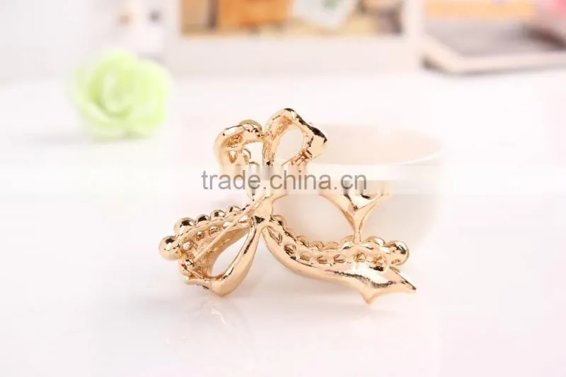 Magnetic Big Bowknot Rhinestone Brooch For Wedding Decoration,Fashion Design Beaded Bow Brooch Pin
