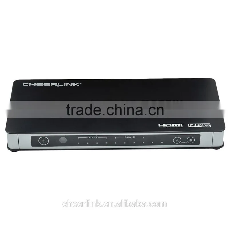 HDMI Matrix 4-In 2-Out Full HD 1080P HDMI V1.3 w/ IR Remote Control - Black