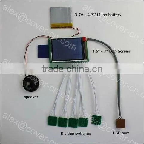 Promotional 5'' inch video module for greeting cards, video greeting card module, video module for cards