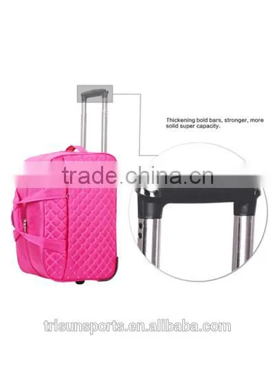 2015 china factory polyester pink color travel trolley luggage bag for girls