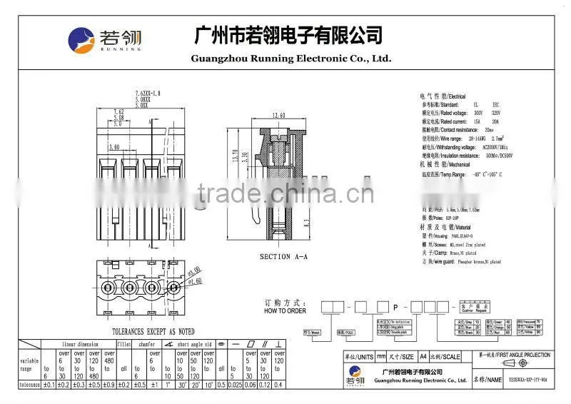 Pluggable Female Terminal Block Pitch 7.50mm 7.62mm 5 PIN