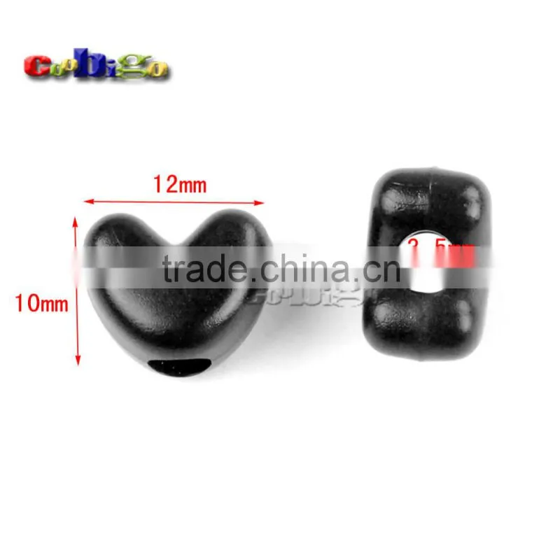 9/64"(3.5mm) Hole Black Heart Shaped Buckle For Phone Strap Lanyard ID Car tag Holder Accessories #FLS225-B