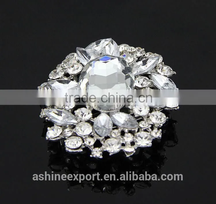 Cheap elegant bridal hollow bulk crystal flower rhinestone brooch/handmade rhinestone brooch