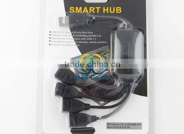 Black 4-Port High Speed USB 2.0 Hub