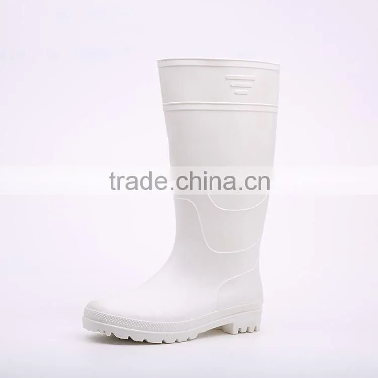 2016 Pure design waterproof white pvc rain boots, cheap plastic pvc rain boots