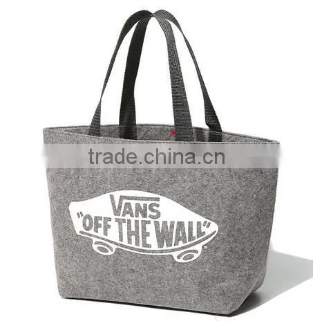 Grey felt letters minimalist high-capacity material shopping bag ladies laptop bags