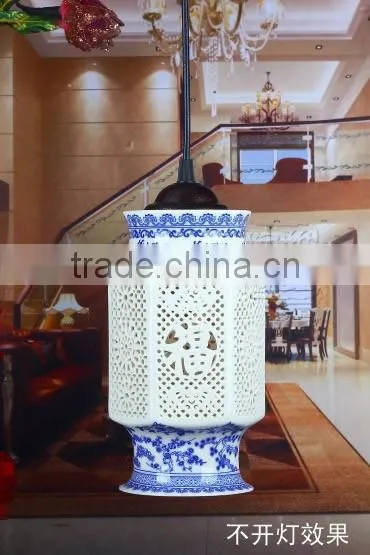 Vintage LED Pendant Light Blue White Porcelain Ceramic Loft Coffee Bar Restaurant Kitchen Lights