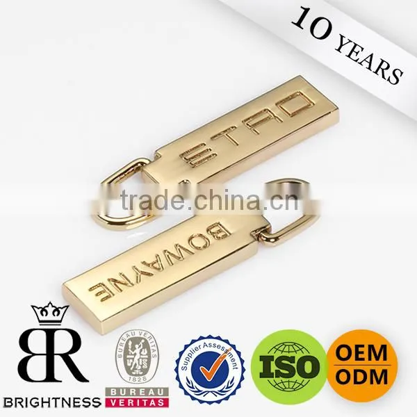 Luggage bag metal zipper puller leather zipper puller zinc metal slider