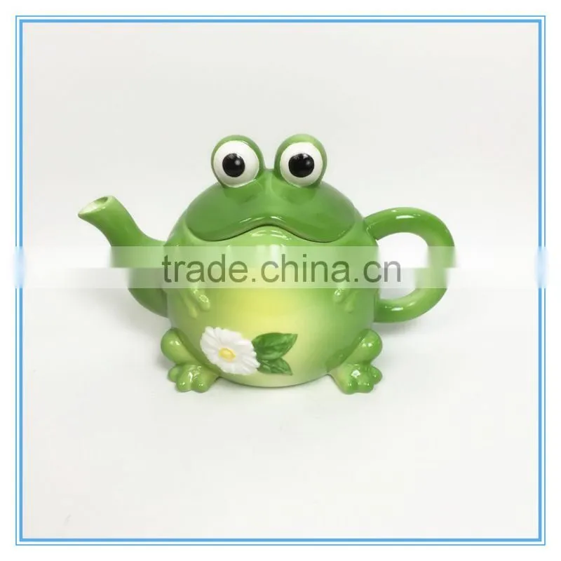Eye-Catched Frog Shape Ceramic Tea Pot Canister Colour Spraying