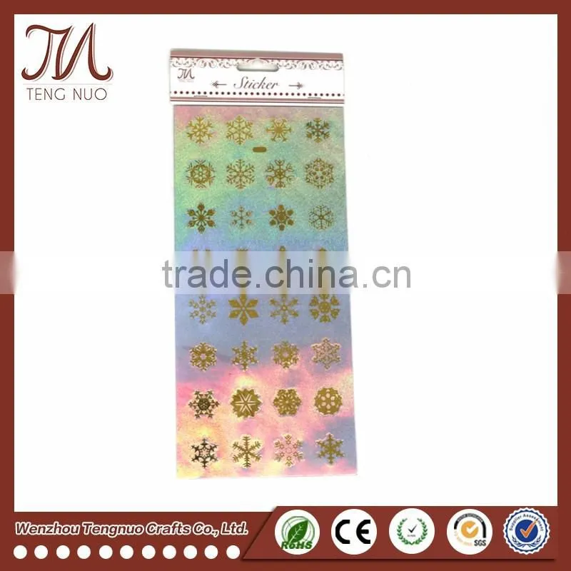 Custom Material Christmas Decoration Sticker Snow Shape hologram Sticker