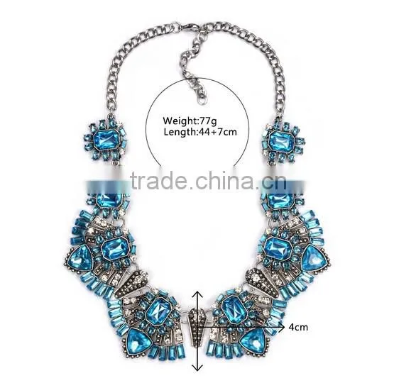 Alloy Flower Crystal Acrylic Hot Fashion Women Jewelry Necklace Chain Statement