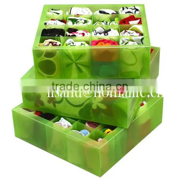 Transparent divided socks storage box with clear top
