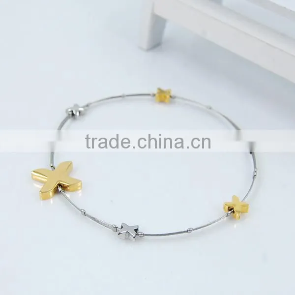 steel rope bracelet with metal Fashion stainless steel bracelet bangles